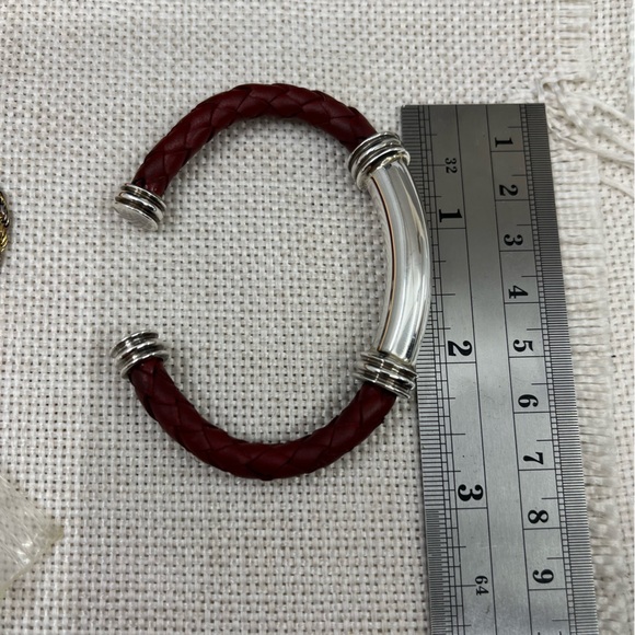 Vintage Joseph Esposito Sterling Silver & Red Leather Cuff - Picture 14 of 17